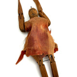 SOLD Very Wonderful Old Carved Folk Art Jointed Figure in Hand-dyed, Hand-sewn Dress