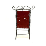 Lyrical Gesture: Very Lovely Antique Wirework Chair with Mounted Mirror