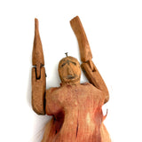 SOLD Very Wonderful Old Carved Folk Art Jointed Figure in Hand-dyed, Hand-sewn Dress