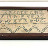 Very Naive 19th Century New England Alphabet Sampler with Zig Zag on (Equally Expressive) Homespun