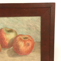 Lovely Antique Watercolor of Three Apples in Great Frame