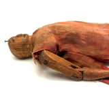 SOLD Very Wonderful Old Carved Folk Art Jointed Figure in Hand-dyed, Hand-sewn Dress