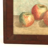 Lovely Antique Watercolor of Three Apples in Great Frame