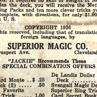 Very Scarce 1936 Superior Magic Co. Svengali Magic Deck (with Patter!)