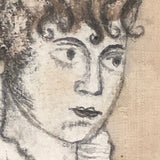 Wonderfully Naive Early 19th C. Portrait of Young Woman on Silk, Framed