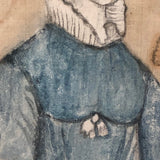 Wonderfully Naive Early 19th C. Portrait of Young Woman on Silk, Framed