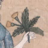 Wonderfully Naive Early 19th C. Portrait of Young Woman on Silk, Framed