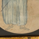 Wonderfully Naive Early 19th C. Portrait of Young Woman on Silk, Framed