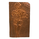 Vintage Copper Foil Portrait of Figure in Shorts Signed B.L.M