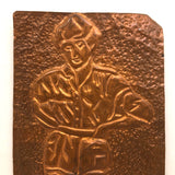 Vintage Copper Foil Portrait of Figure in Shorts Signed B.L.M