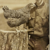 Box with Key and Handsome Hen, Sweet c. 1940s Snapshot, Framed As Found