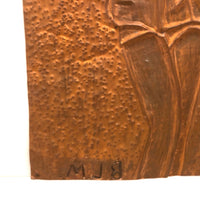 Vintage Copper Foil Portrait of Figure in Shorts Signed B.L.M