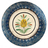 Yellow Tulip, Lovely 19th Century  French "Cul Noir" Spatterware Faience Plate