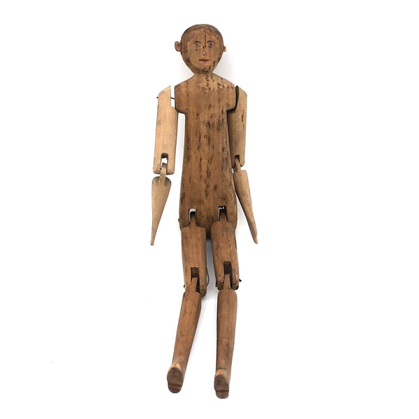 Long Limbed, Very Flexible Old Folk Art Jig Figure with Marvelous Face and Ears