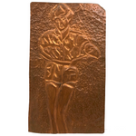 Vintage Copper Foil Portrait of Figure in Shorts Signed B.L.M