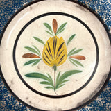 Yellow Tulip, Lovely 19th Century  French "Cul Noir" Spatterware Faience Plate