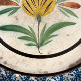 Yellow Tulip, Lovely 19th Century  French "Cul Noir" Spatterware Faience Plate