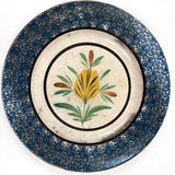 Yellow Tulip, Lovely 19th Century  French "Cul Noir" Spatterware Faience Plate