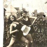 Ethel and Helen, Top Hat and Big Bow, Wonderfully Easy and Much Handled c. 1930s Snapshot