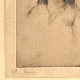 Two Women, Sensitive Pair of Pencil Signed Etchings, Early 20th Century, Framed as Found