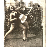 Ethel and Helen, Top Hat and Big Bow, Wonderfully Easy and Much Handled c. 1930s Snapshot