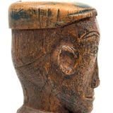 Man in Cap with High Brows and Large Ears, Wonderfully Carved Old Folk Art Knife Handle