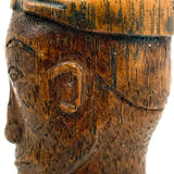Man in Cap with High Brows and Large Ears, Wonderfully Carved Old Folk Art Knife Handle
