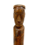 Man in Cap with High Brows and Large Ears, Wonderfully Carved Old Folk Art Knife Handle
