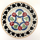 SOLD Black Hearts: Wonderful, Unusual Set of Six Mid 19th Century Stick Spatter/Spongeware Plates