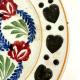 SOLD Black Hearts: Wonderful, Unusual Set of Six Mid 19th Century Stick Spatter/Spongeware Plates