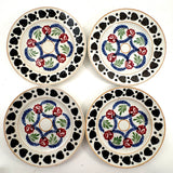 SOLD Black Hearts: Wonderful, Unusual Set of Six Mid 19th Century Stick Spatter/Spongeware Plates