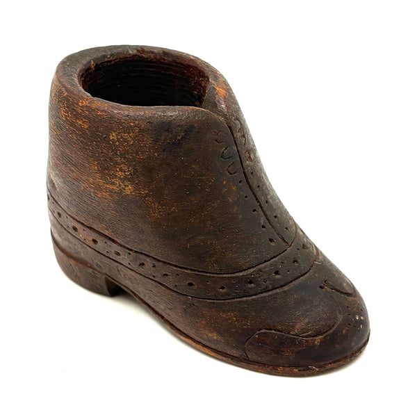 Sweet and Unusual Old Carved Boot Pipe Bowl!