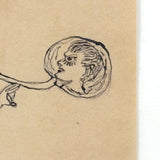 Bubble Blower and Ballerina, Curious c. 1920s Ink Over Graphite Drawing