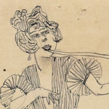 Bubble Blower and Ballerina, Curious c. 1920s Ink Over Graphite Drawing