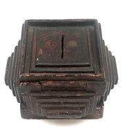 Satisfying, Sculptural Old Tramp Art Coin Bank