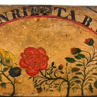 SOLD Henrietta Work's Very Wonderful Work! Mid 19th C. Box with Painted Interior Lid and Drawer