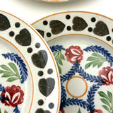 SOLD Black Hearts: Wonderful, Unusual Set of Six Mid 19th Century Stick Spatter/Spongeware Plates