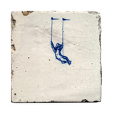 Untethered Swinging Child, c. Late 17th/Early 18th Century Blue and White Delft Tile