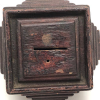 Satisfying, Sculptural Old Tramp Art Coin Bank