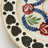SOLD Black Hearts: Wonderful, Unusual Set of Six Mid 19th Century Stick Spatter/Spongeware Plates