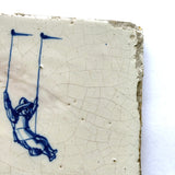 Untethered Swinging Child, c. Late 17th/Early 18th Century Blue and White Delft Tile