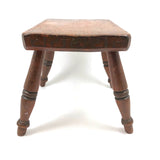 Charming 19th C. Turned Leg Cricket Stool with Surprise Bird Silhouette