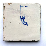 Untethered Swinging Child, c. Late 17th/Early 18th Century Blue and White Delft Tile