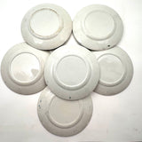 SOLD Black Hearts: Wonderful, Unusual Set of Six Mid 19th Century Stick Spatter/Spongeware Plates