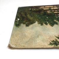 Bank of Trees with View of Water and Mountains, Oil on Canvas Board