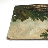 Bank of Trees with View of Water and Mountains, Oil on Canvas Board