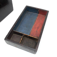 SOLD Henrietta Work's Very Wonderful Work! Mid 19th C. Box with Painted Interior Lid and Drawer