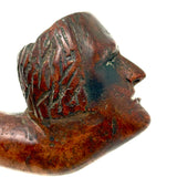 Wonderfully Carved Antique Figural Pipe Bowl: Man with Prominent Nose and Lots of Hair