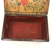 SOLD Henrietta Work's Very Wonderful Work! Mid 19th C. Box with Painted Interior Lid and Drawer