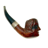 Wonderfully Carved Antique Figural Pipe Bowl: Man with Prominent Nose and Lots of Hair